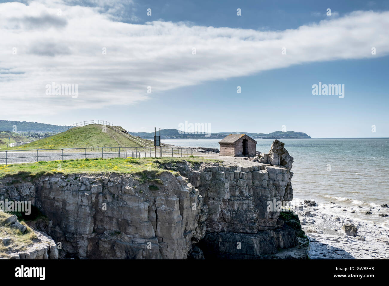 Penmaenhead old quarry and coast in North Wales at Old Colwyn near
