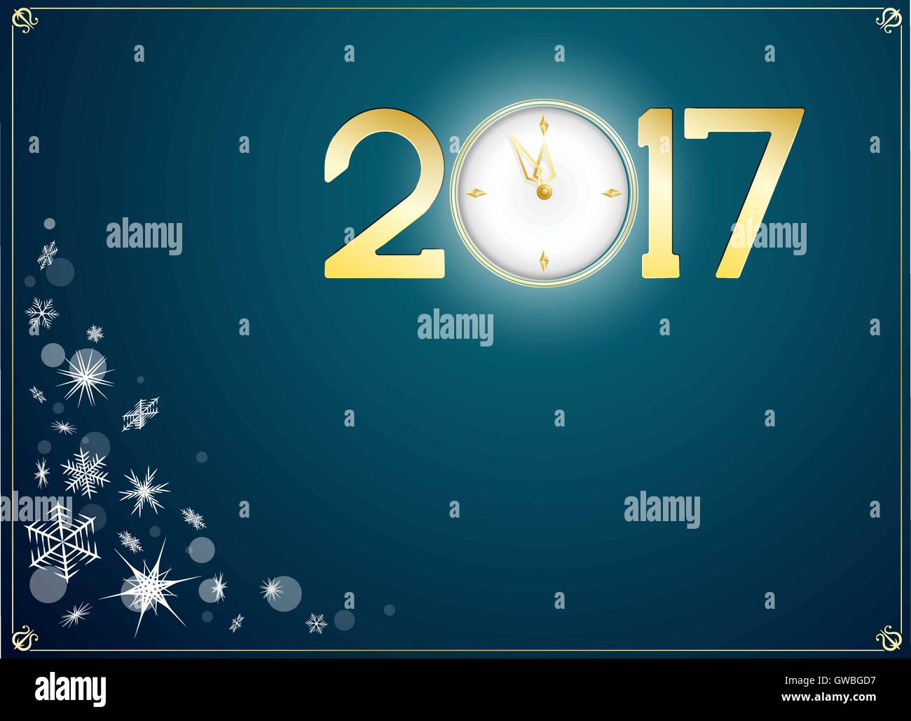 happy new year 2017 with clock abtract background Stock Vector Image ...