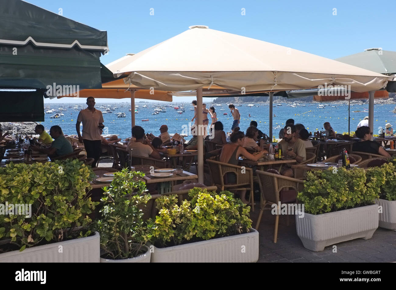 A bar and restaraunt in calella de palafruge in Spain Stock Photo