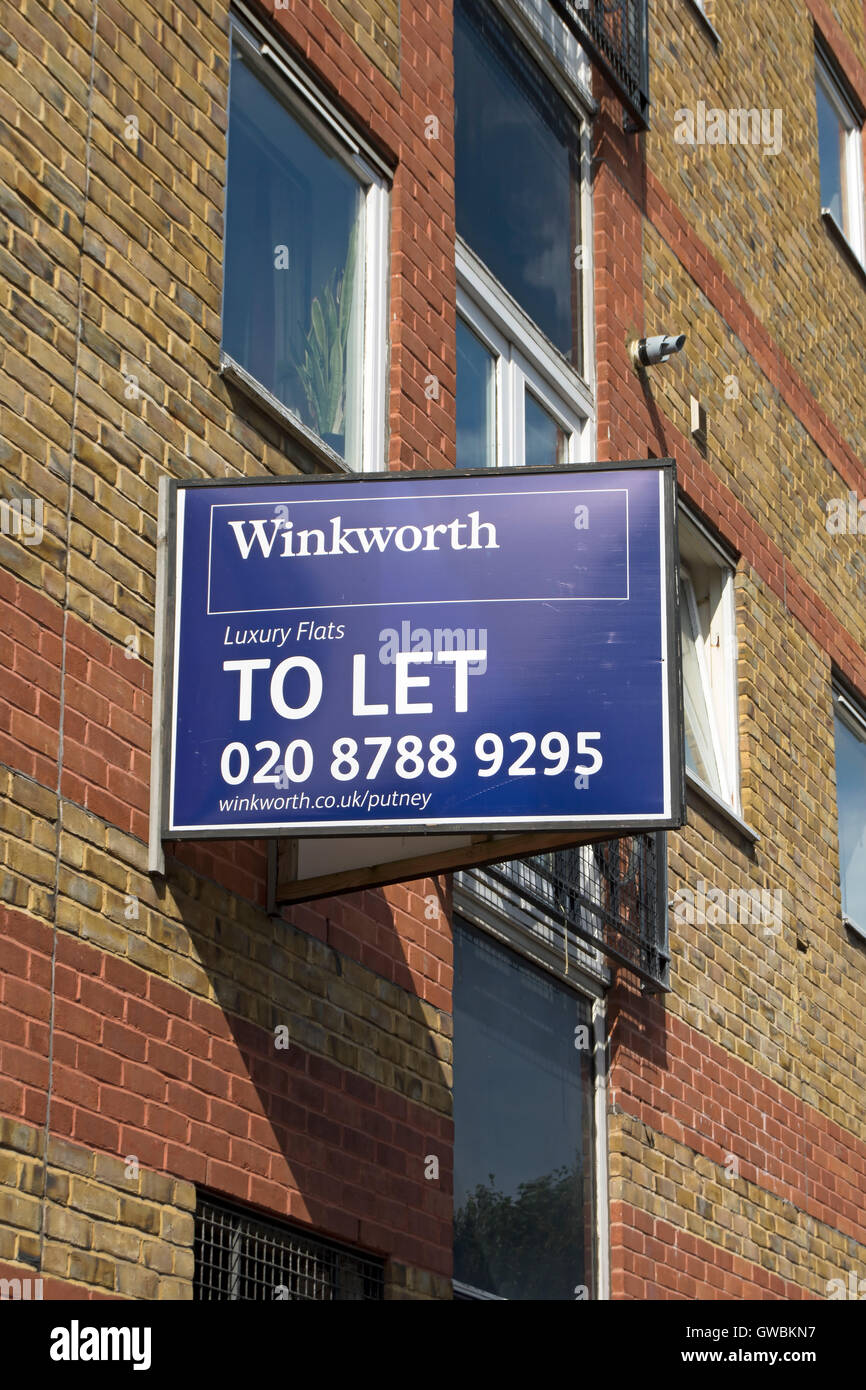 luxury flats to let sign, by winkworth estate agents, close to the