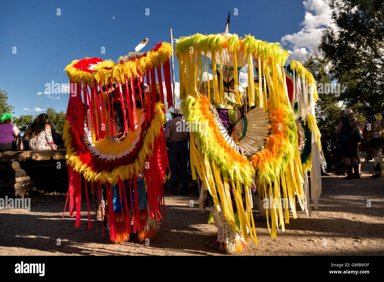 Native American dancers from the Arapahoe people dressed in traditional
