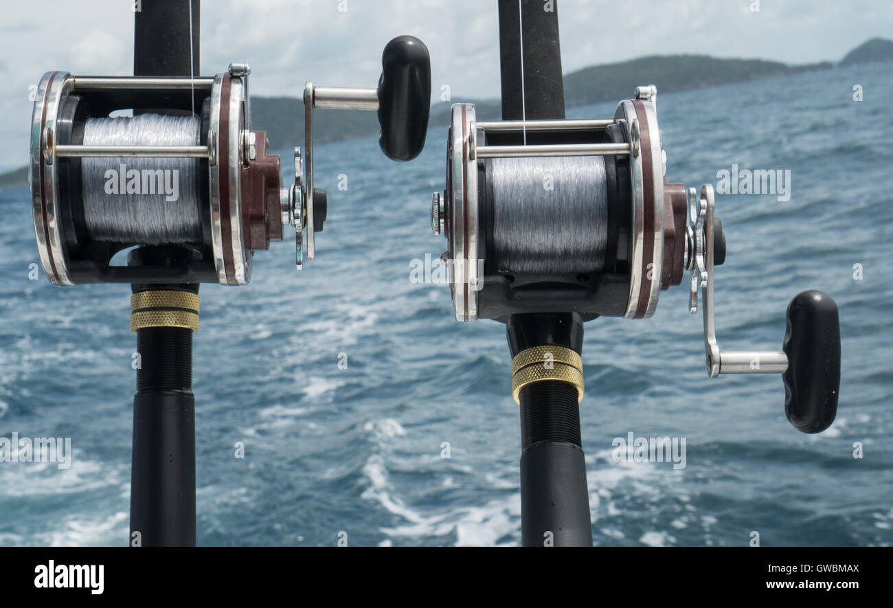 Spinning Rods Reels Installed Holders Fishing Boat Equipment Sea Trophy —  Stock Photo © okyela #372595962
