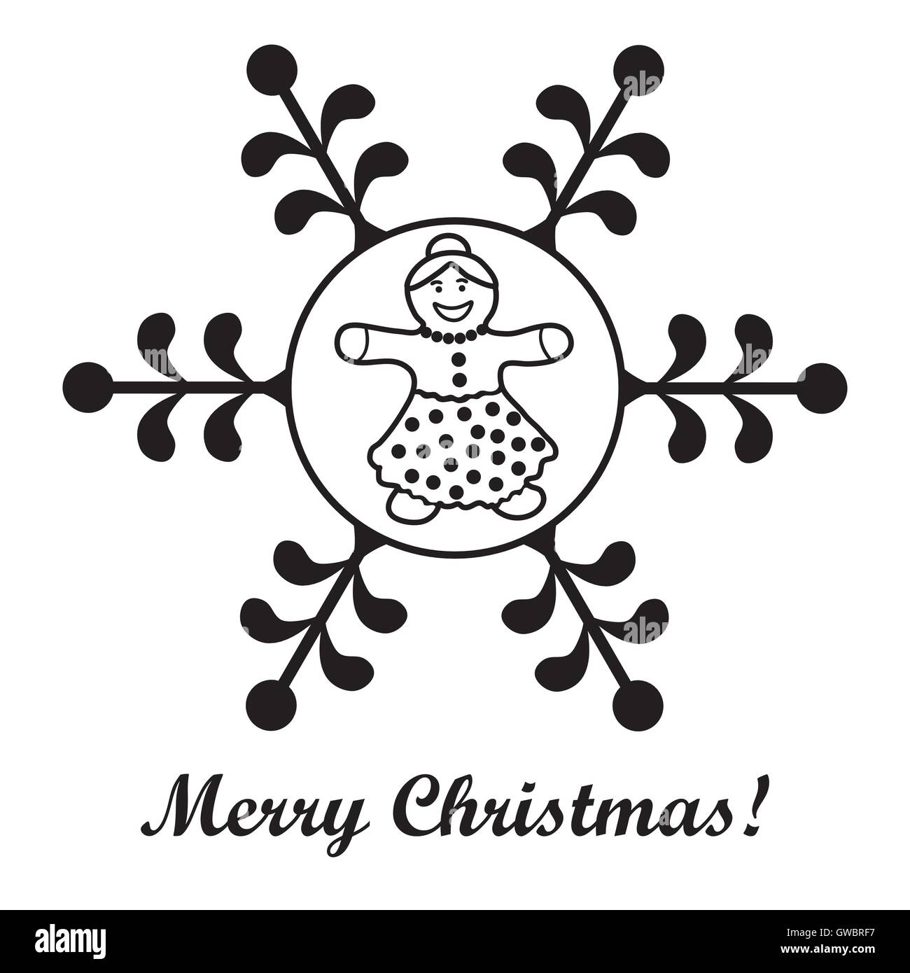 Christmas series nice picture with gingerbread man in a snowflake on a