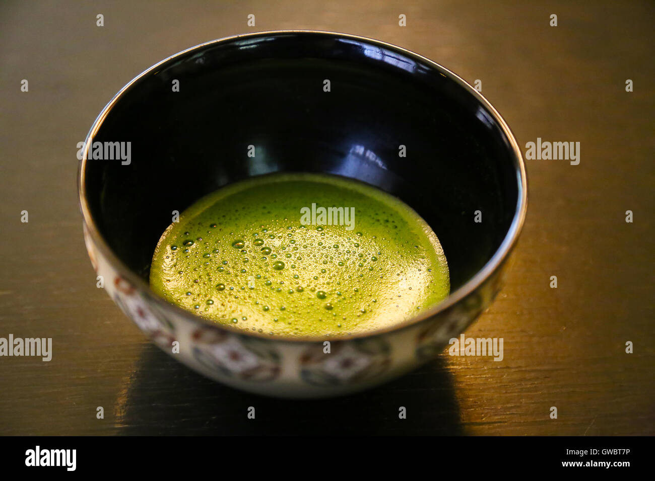 Traditional Japanese Green Tea Bowl (Macha). Stock Photo