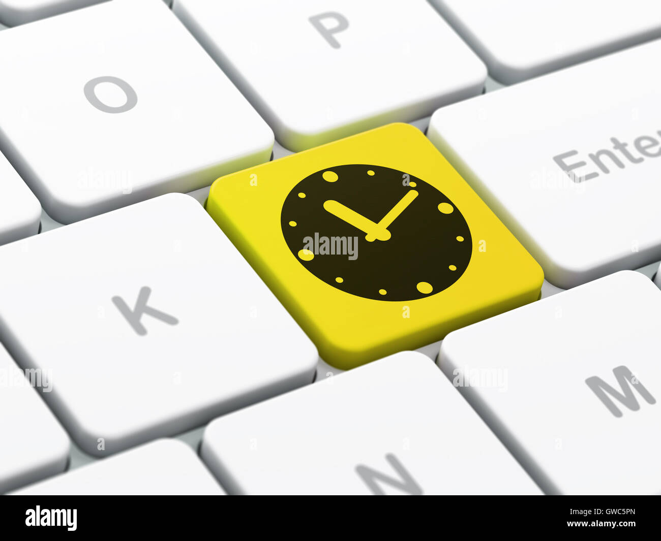 Time concept: Clock on computer keyboard background Stock Photo - Alamy