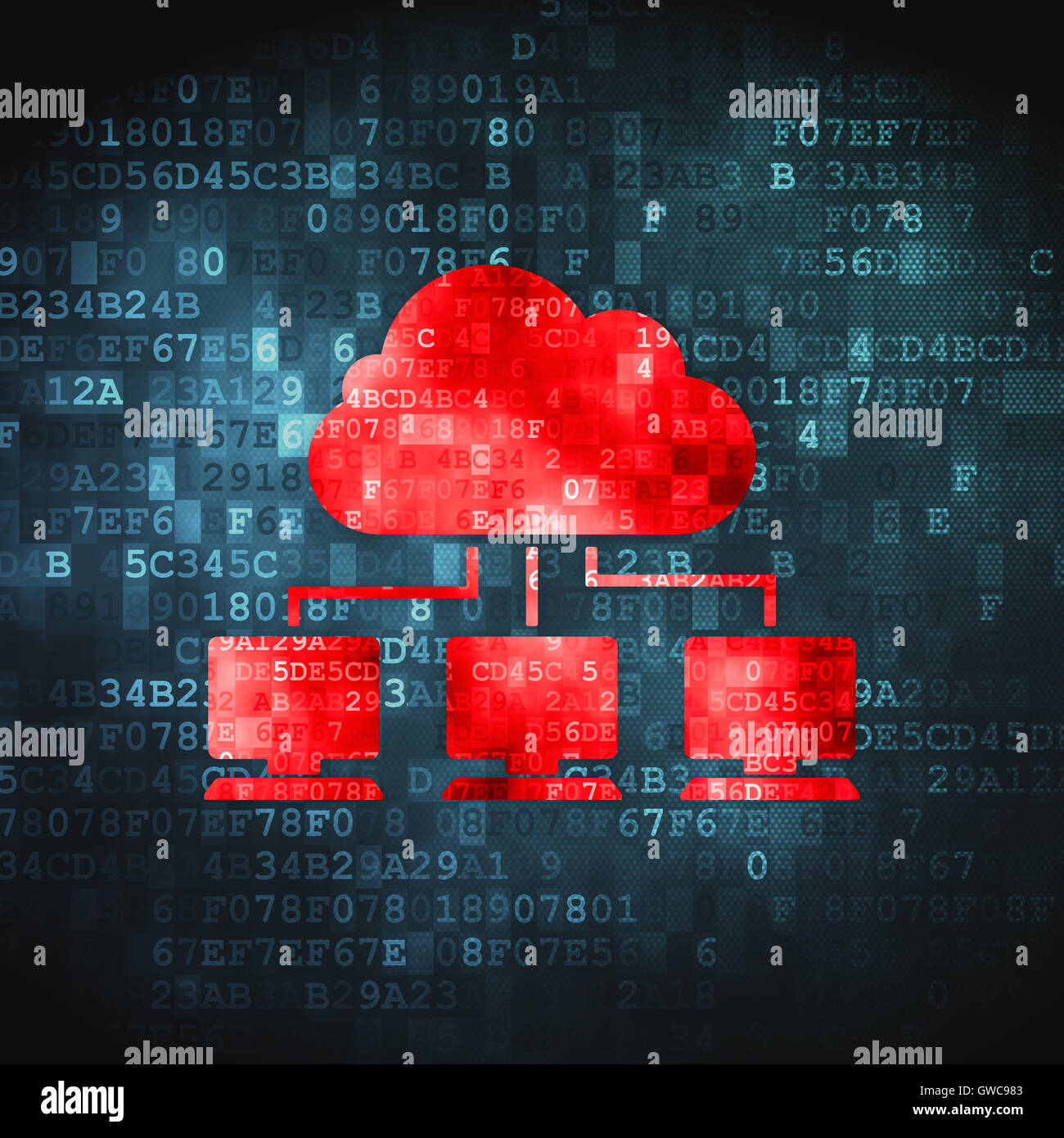 Cloud technology concept: Cloud Network on digital background Stock Photo
