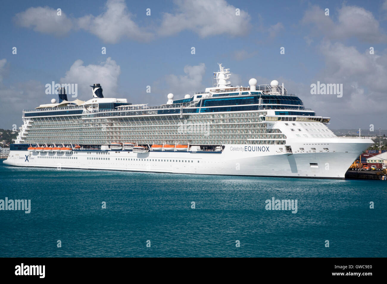 Celebrity Equinox cruise ship in port, Barbados, Caribbean Stock Photo