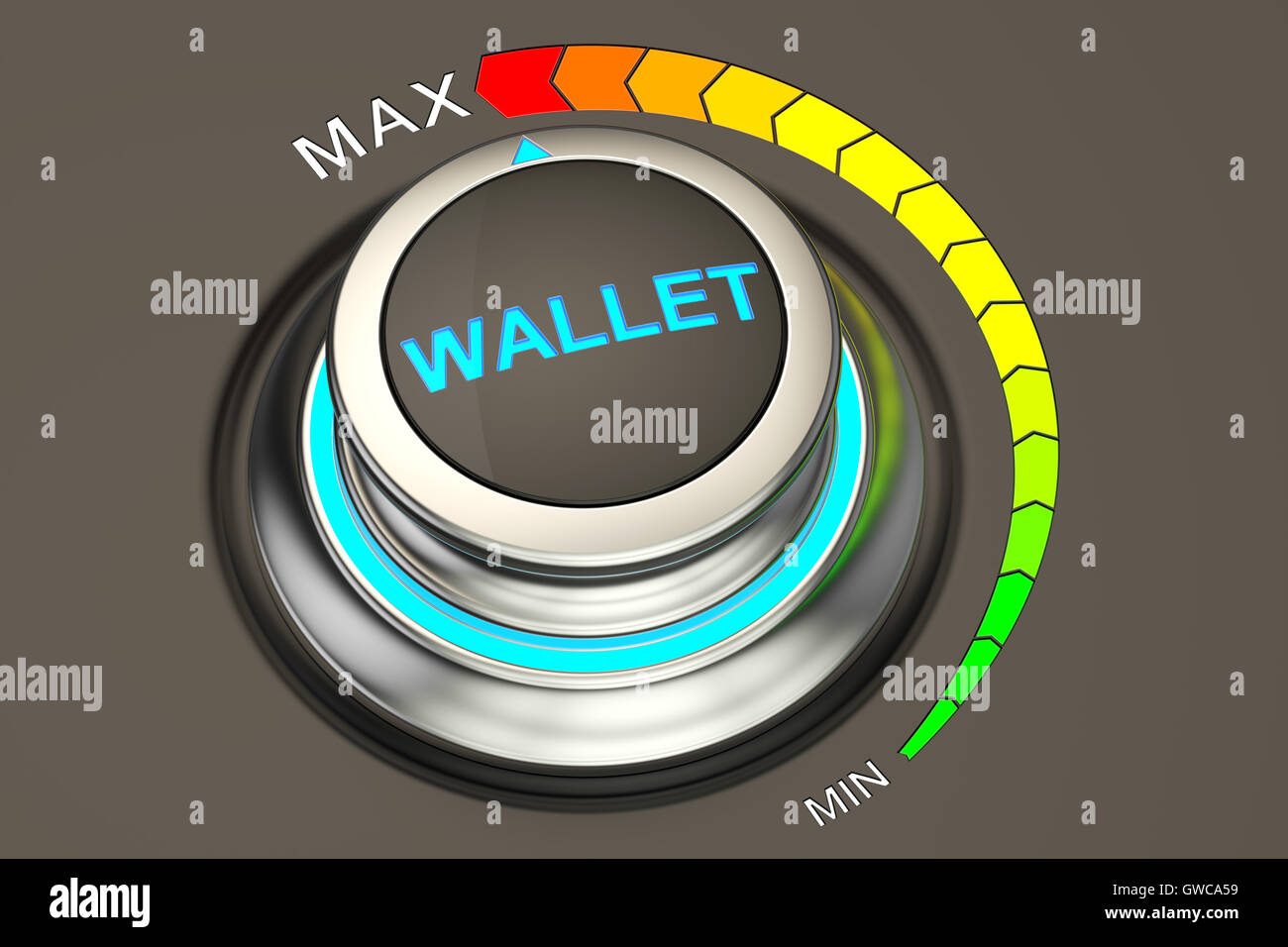 Wallet controller, highest level concept. 3D rendering Stock Photo