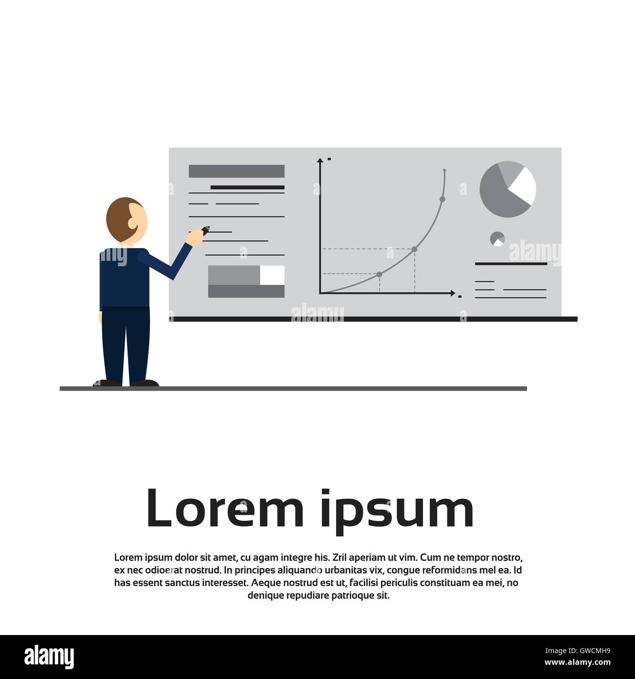 Business Man Showing Finance Chart Graph Stock Vector Image & Art - Alamy
