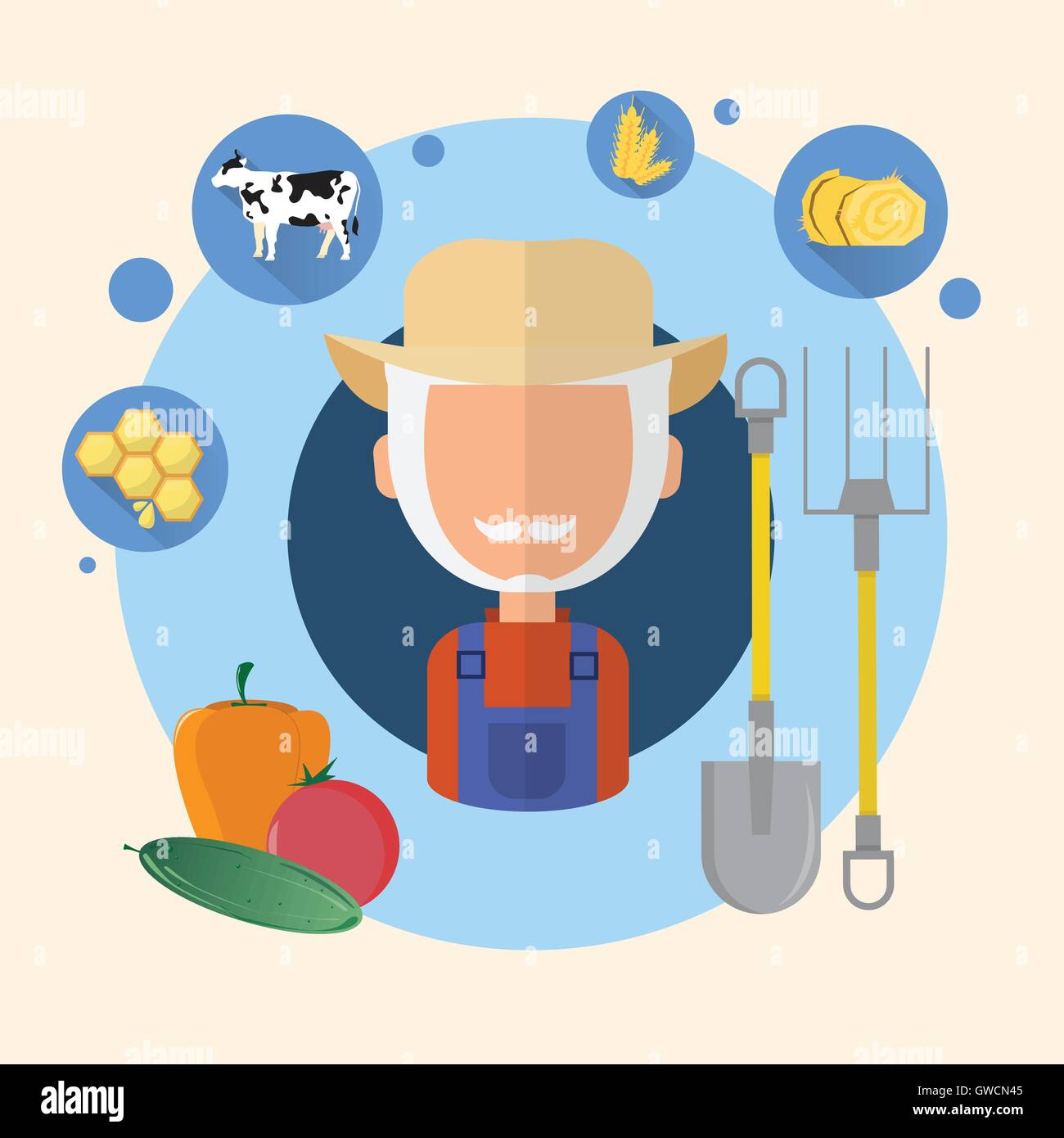 Older male farmer Stock Vector Images - Alamy