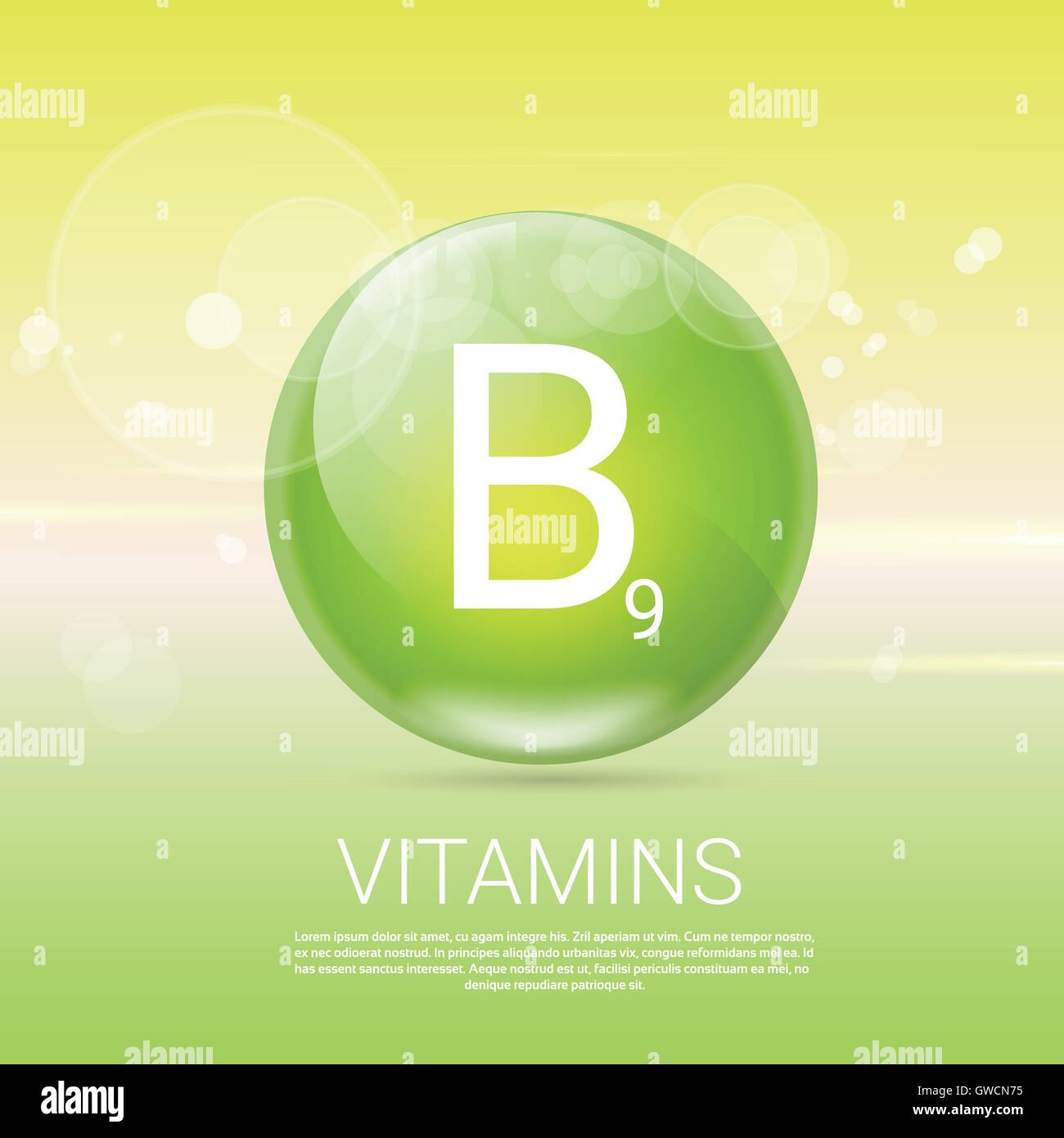 Vitamins B9 Healthy Life Concept Banner With Copy Space Stock Vector