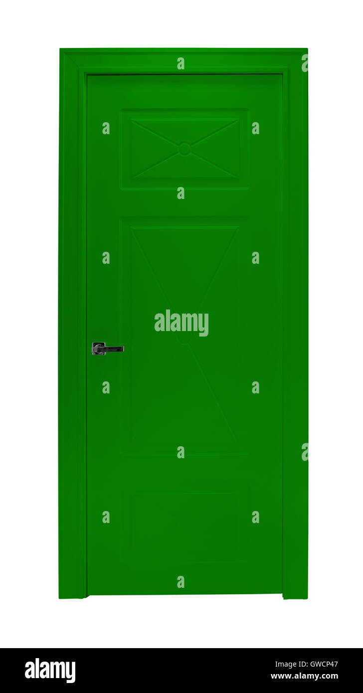 Green room door isolated Stock Photo