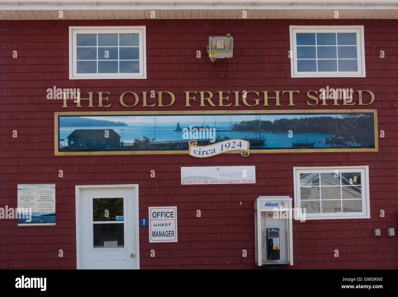 old freight shed Bras d'Or Lake Baddeck Cape Breton Stock Photo Alamy