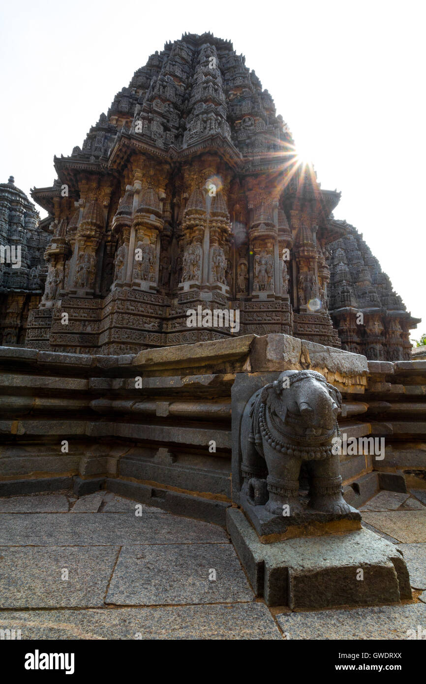 Close up of vesara style stellate shrine at Chennakesava temple, Somanathapura, Karnataka, India, Asia Stock Photo