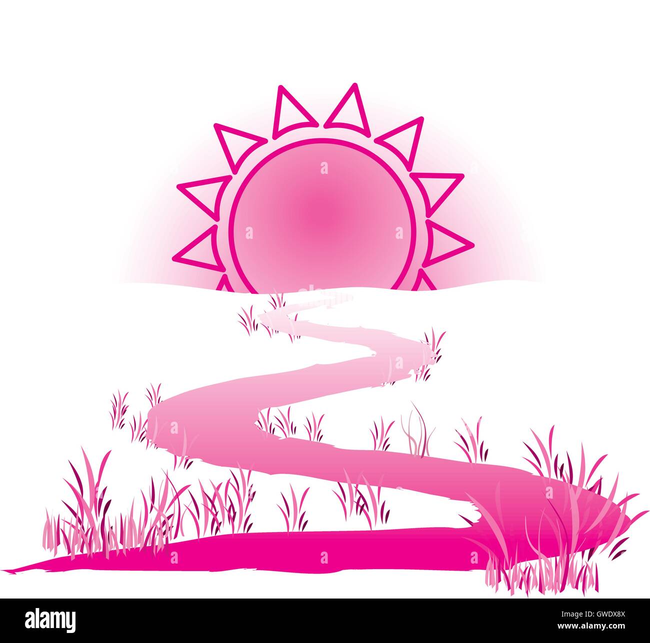 The way to the sun. Color bright decorative background vector illustration. Stock Vector