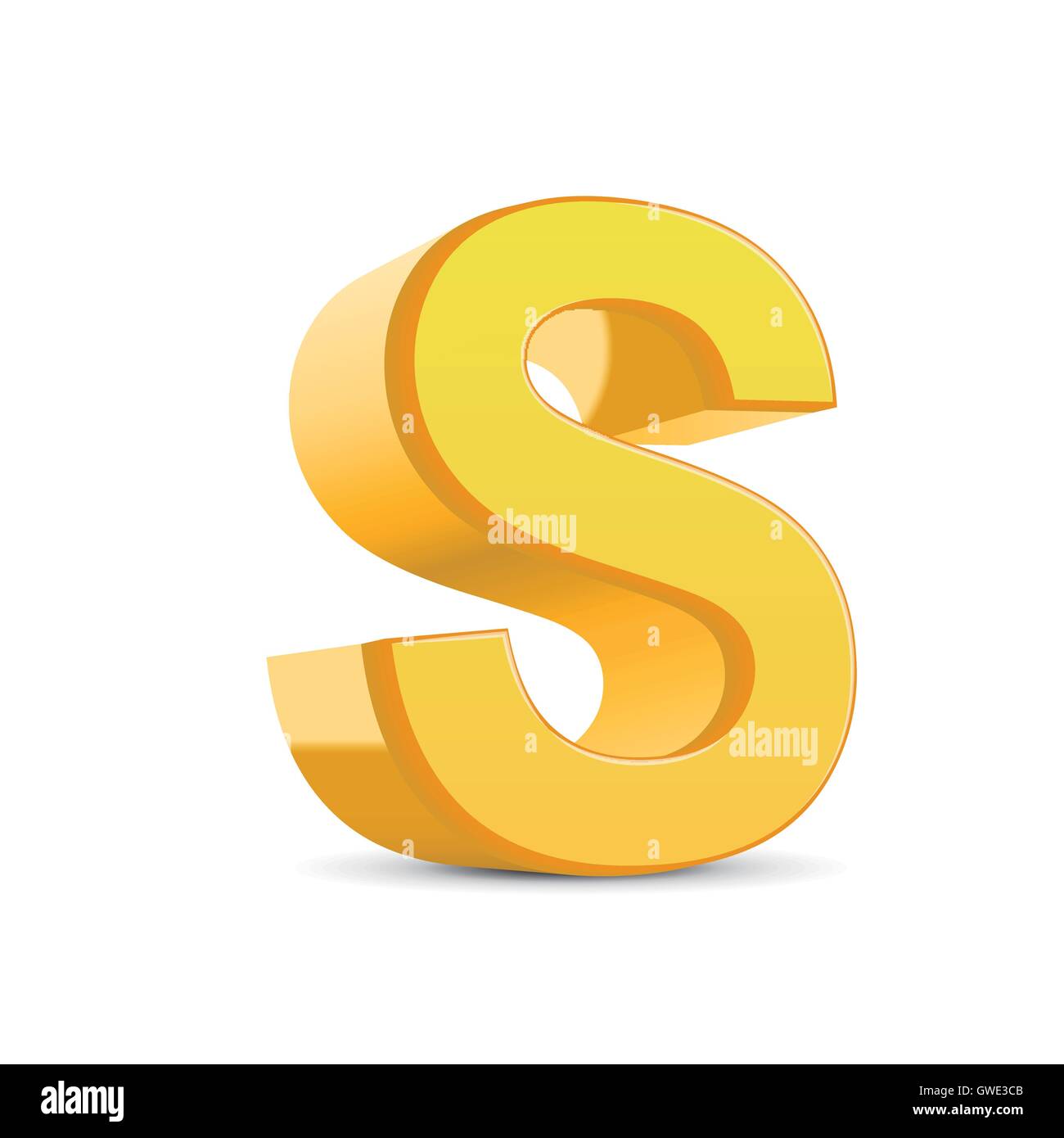 3D image yellow letter S isolated on white background Stock Vector ...