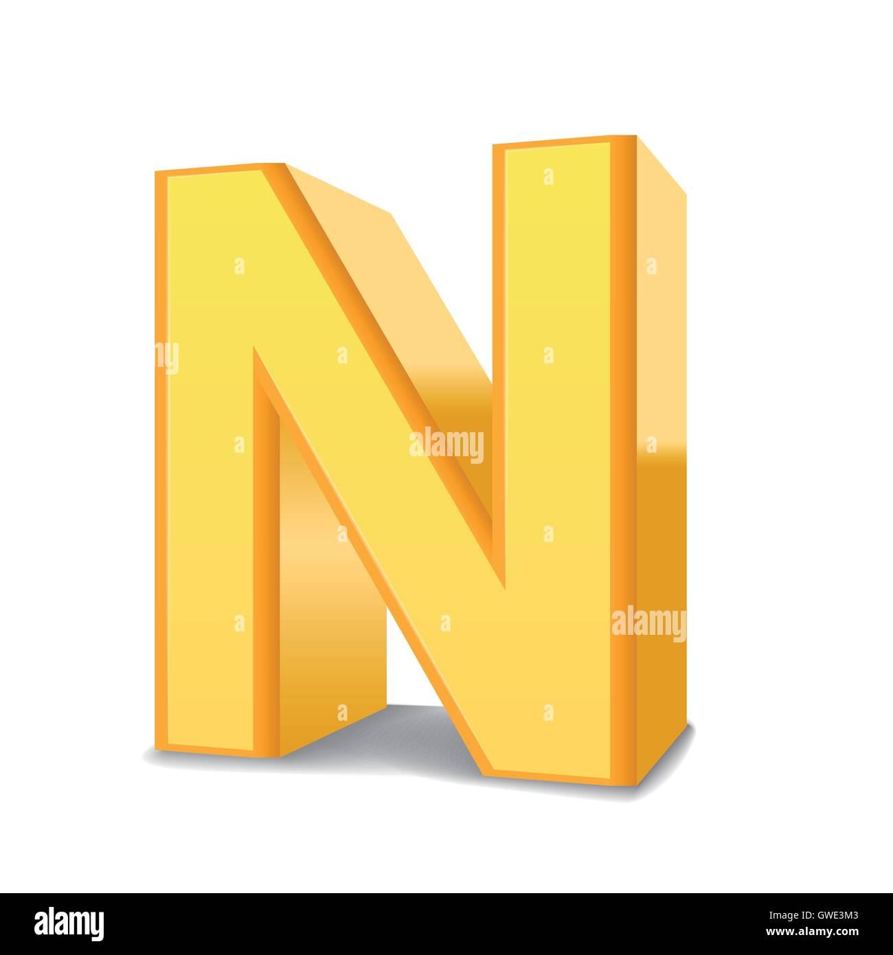 3D image yellow letter N isolated on white background Stock Vector ...