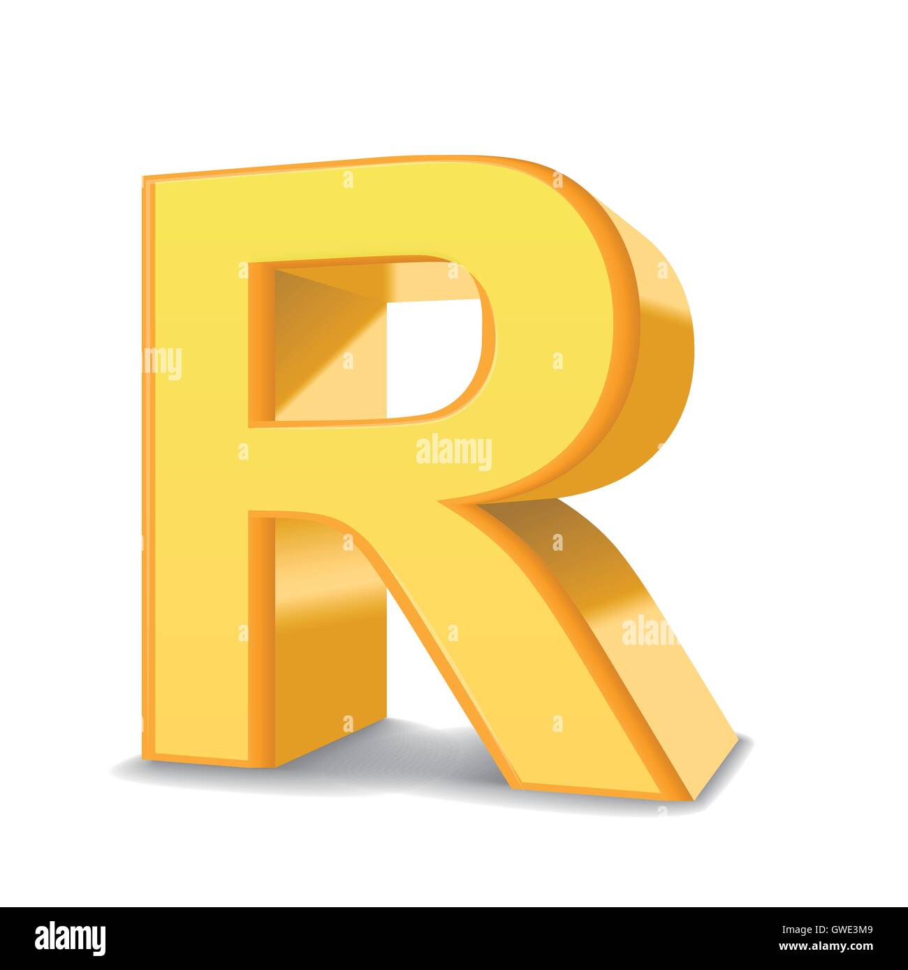 3D image yellow letter R isolated on white background Stock Vector ...