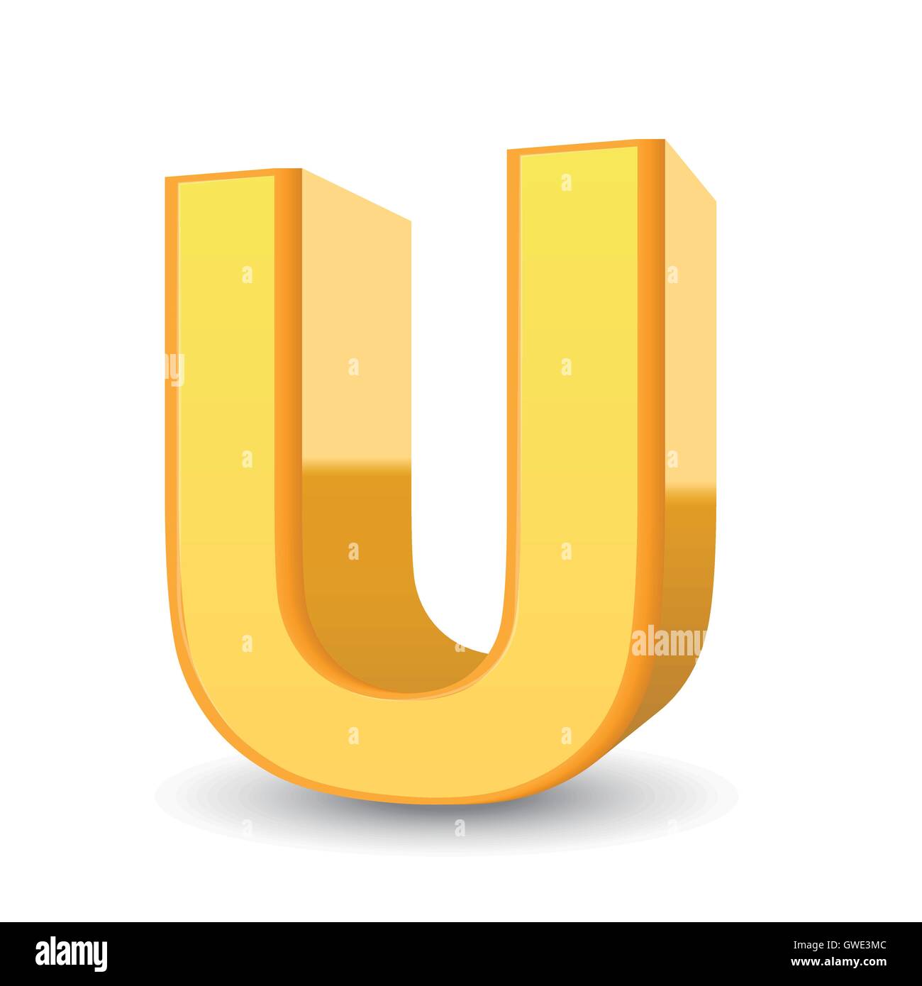 3D image yellow letter U isolated on white background Stock Vector ...