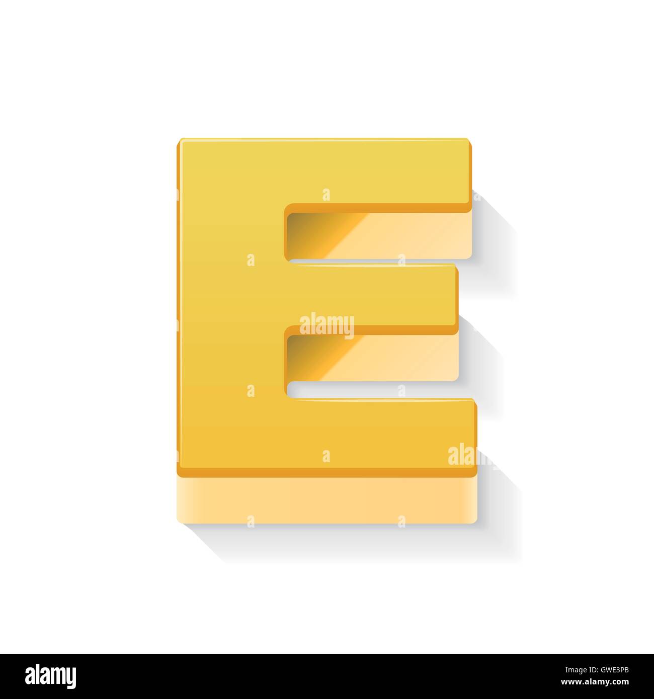 3D image yellow letter E isolated on white background Stock Vector ...