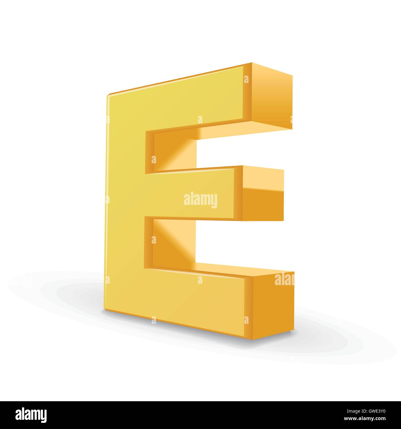 3D image yellow letter E isolated on white background Stock Vector ...