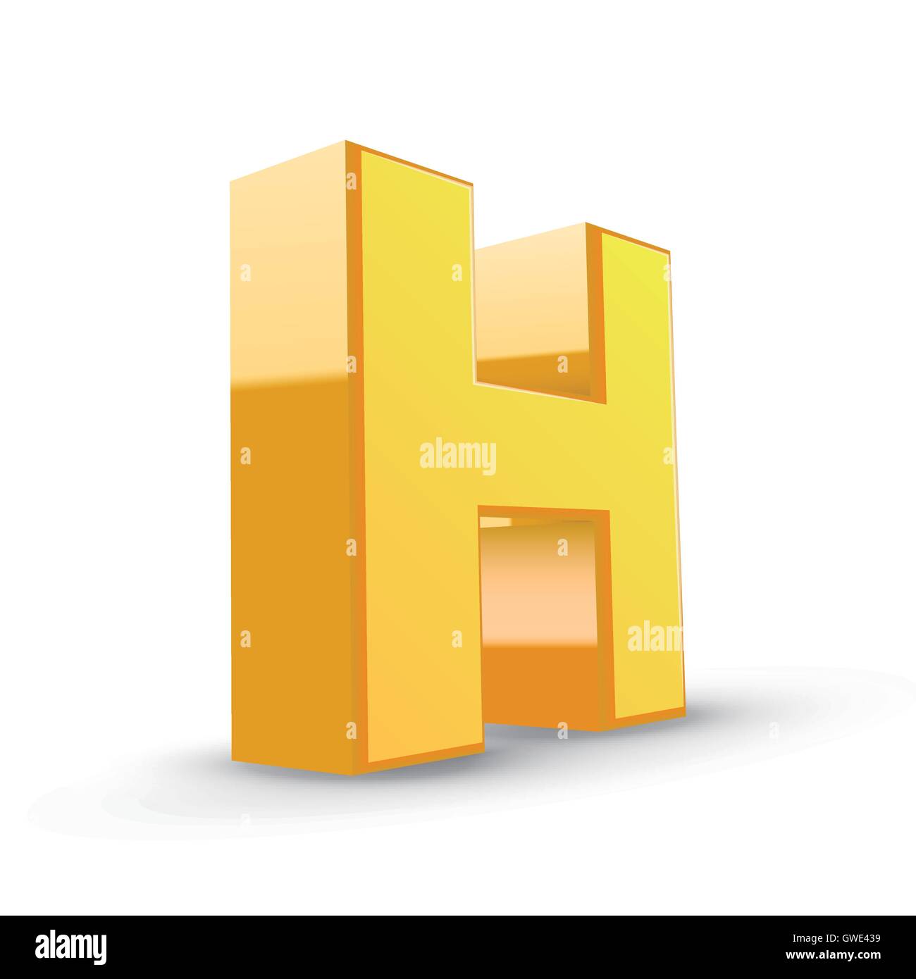 3D image yellow letter H isolated on white background Stock Vector ...