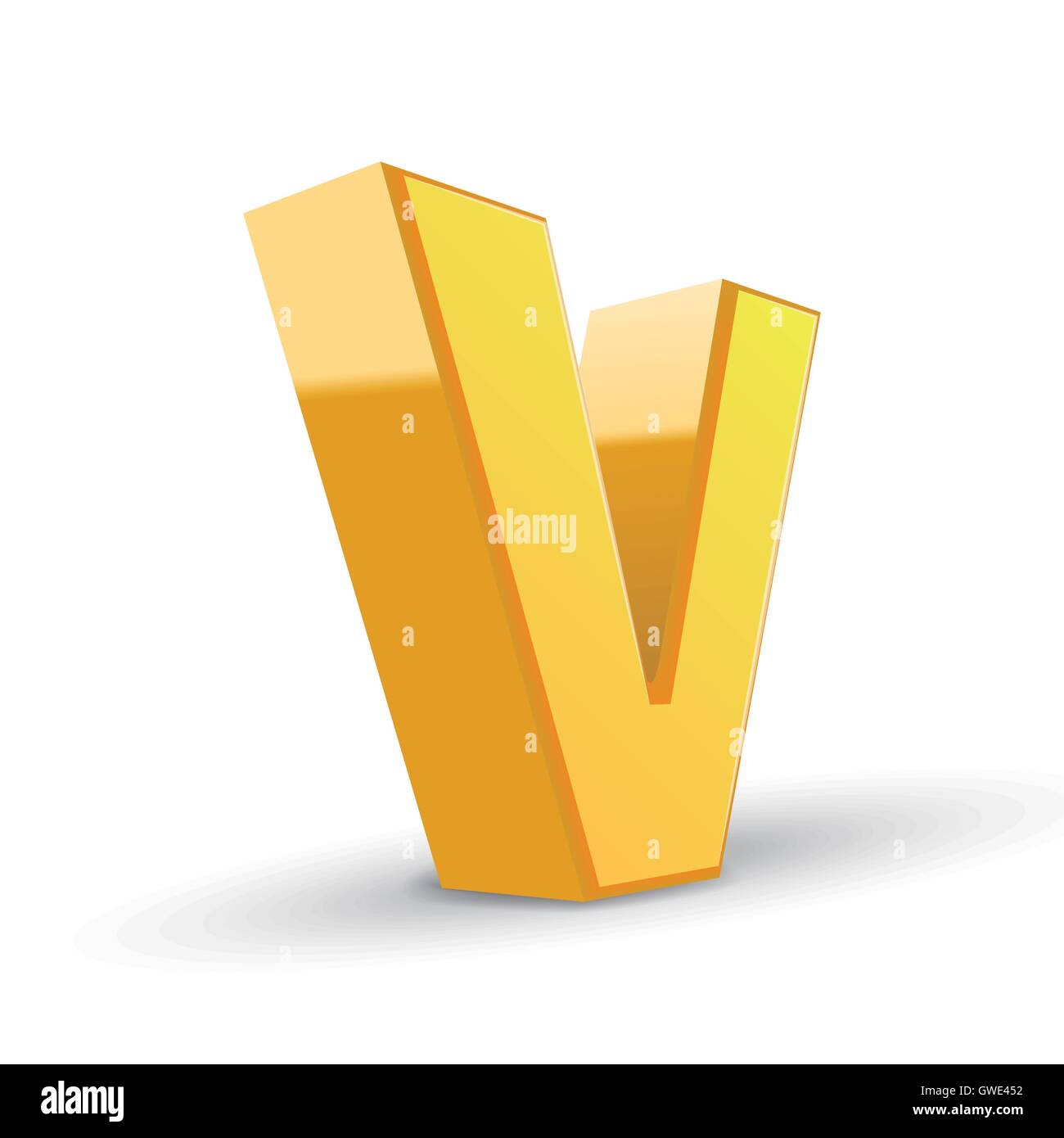 3D image yellow letter V isolated on white background Stock Vector ...