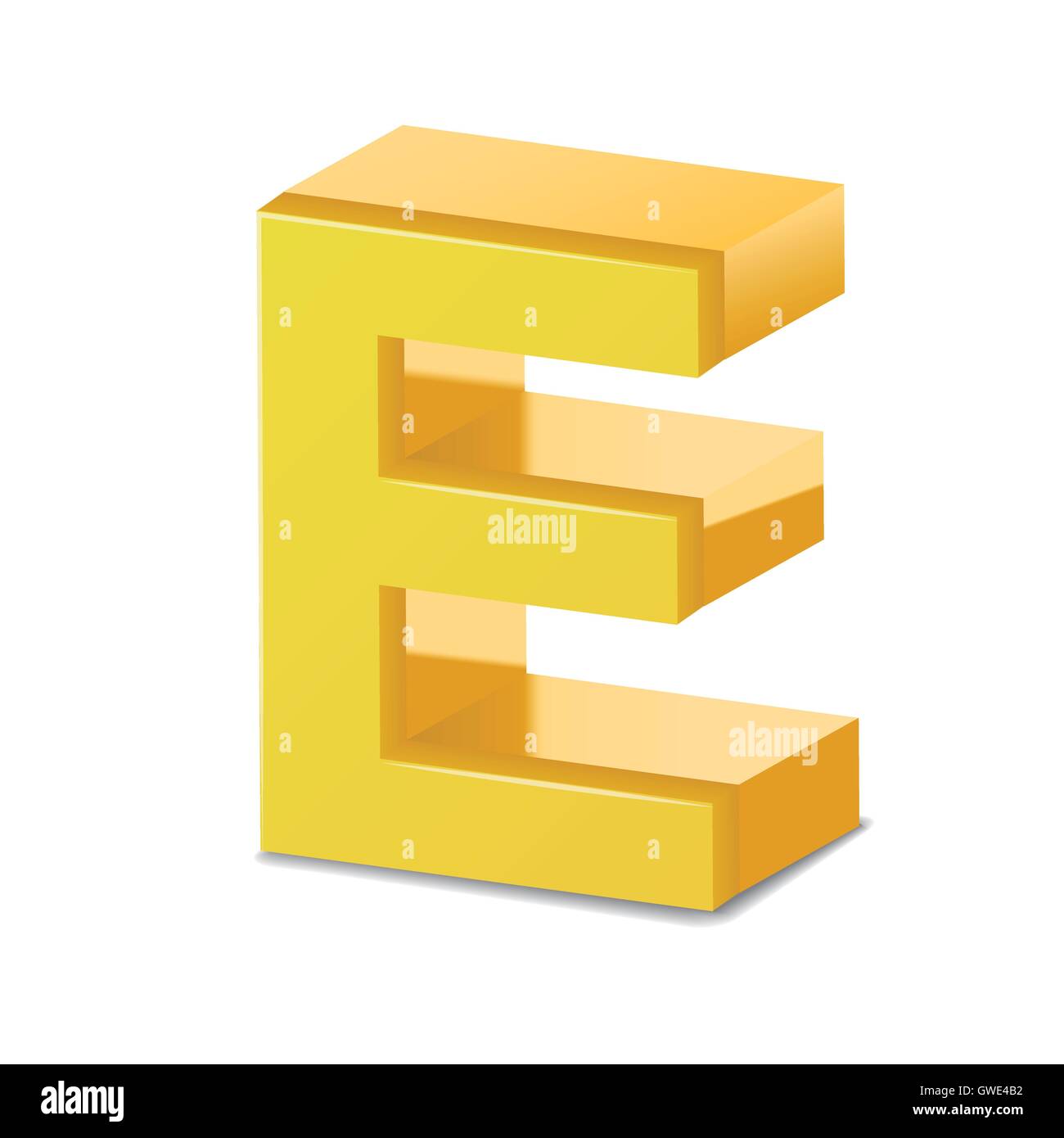 3D image yellow letter E isolated on white background Stock Vector ...