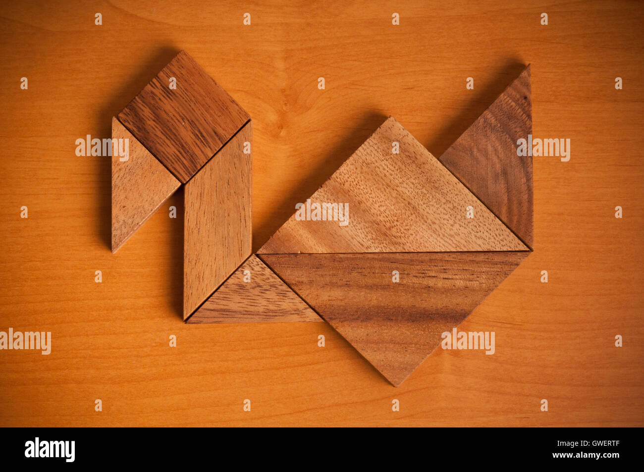 Tangram wooden figure Stock Photo