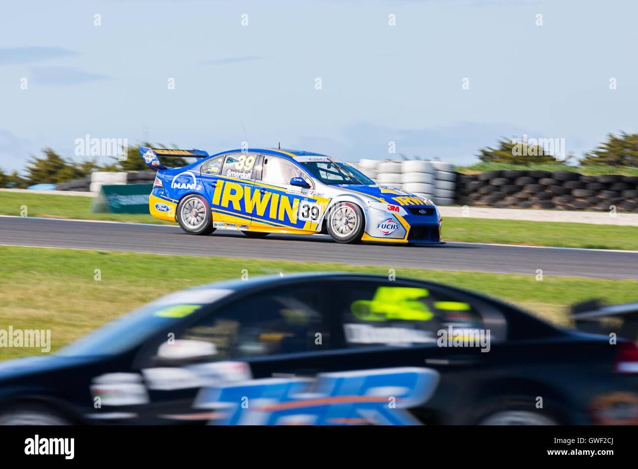 MELBOURNE/AUSTRALIA - SEPTEMBER 10, 2016: Chris Smerdon behind the wheel of the Vectra Corp/Lubrimaxx Falcon for Race 2 at Round Stock Photo