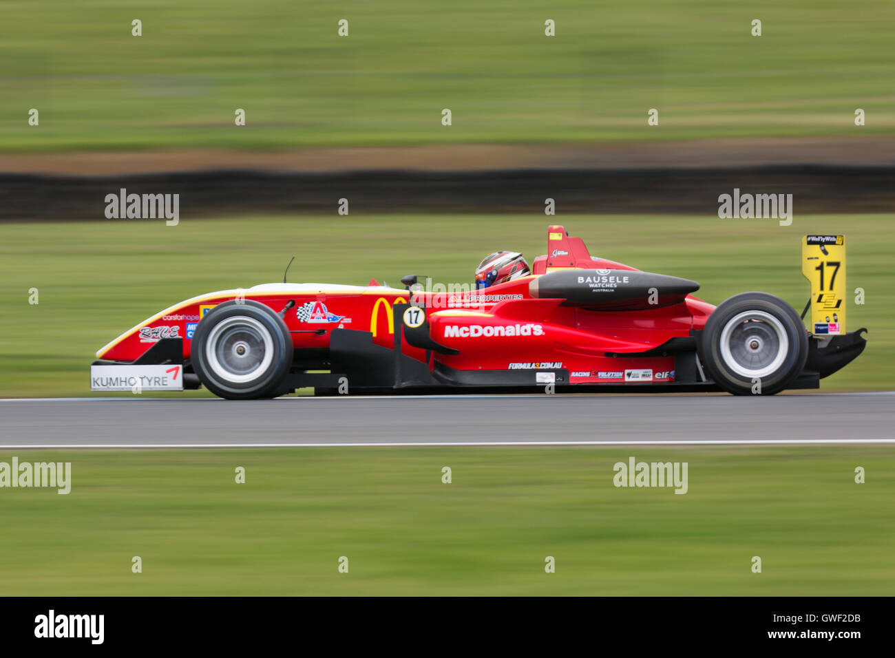 MELBOURNE/AUSTRALIA - SEPTEMBER 10, 2016: Christopher Anthony behind the wheel of the McDonalds Gilmour Racing Formula 3 car for Stock Photo