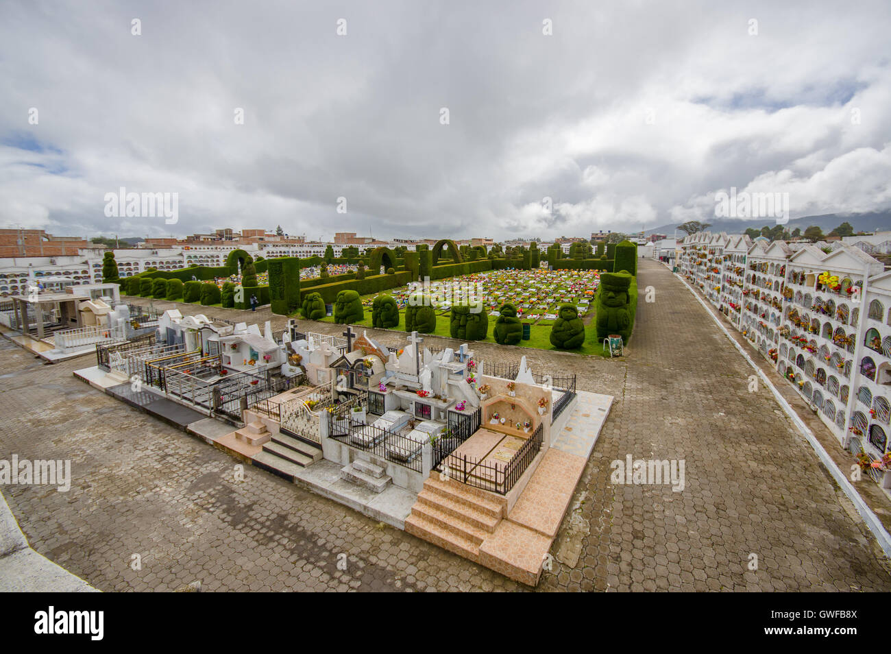 TULCAN, ECUADOR - JULY 3, 2016: overviewe of the city cemetery Stock Photo