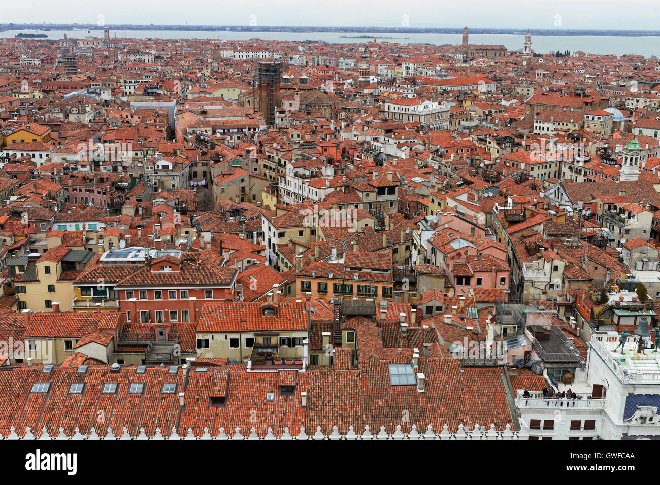 Rooftop views of canals and ancient architecture in Venice, Italy ...