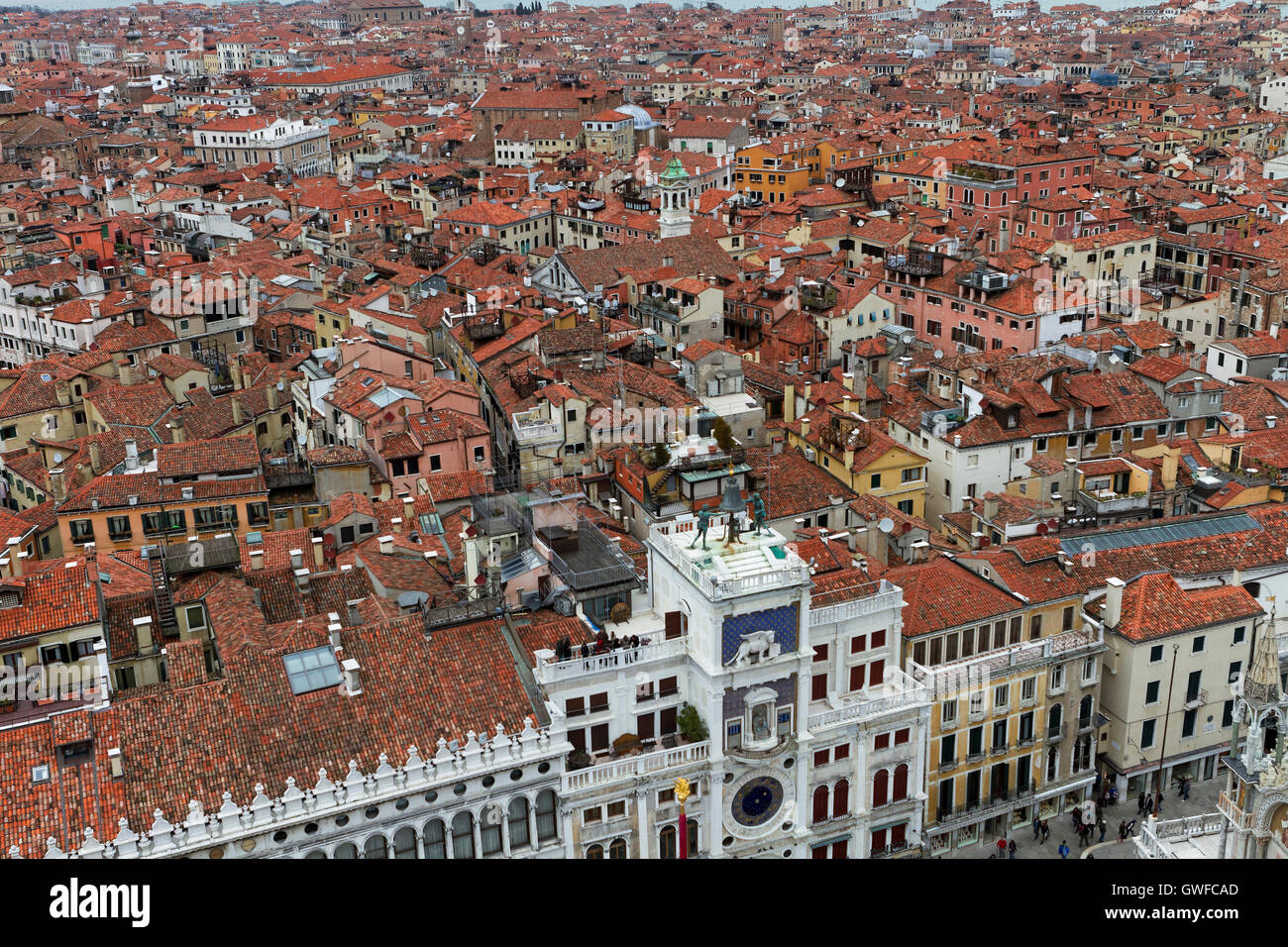 Rooftop views of canals and ancient architecture in Venice, Italy ...