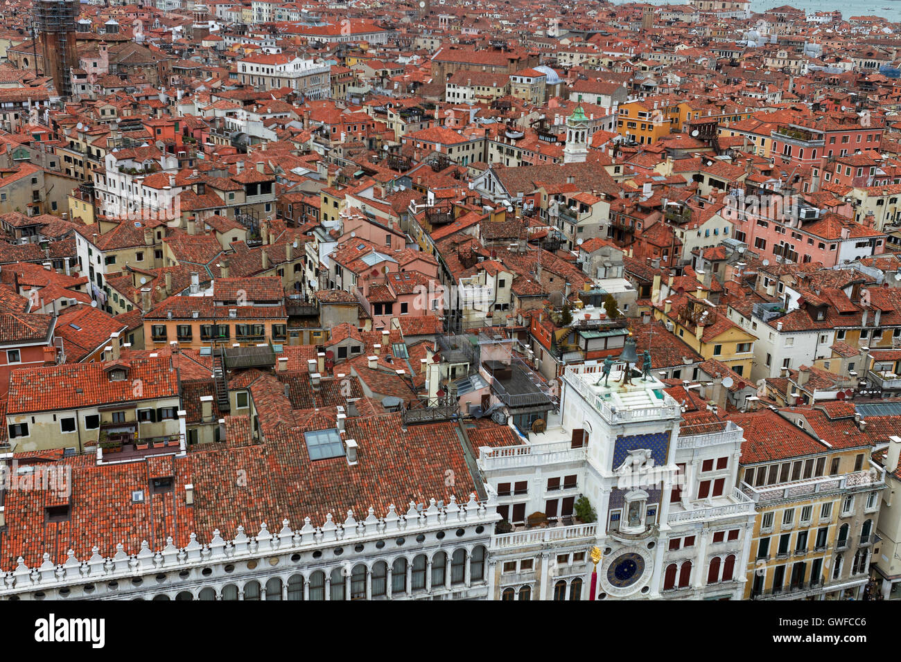 Rooftop views of canals and ancient architecture in Venice, Italy ...