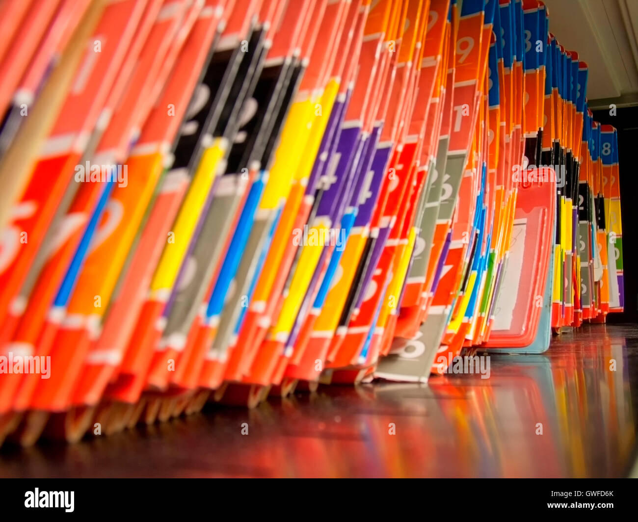 Medical Records Folder Archive Organized In The File Cabinet Stock