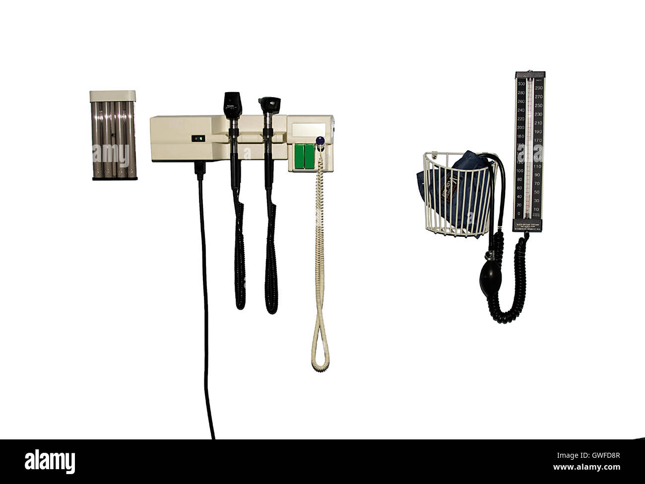 Medical diagnostic instruments mounted on the wall Stock Photo Alamy