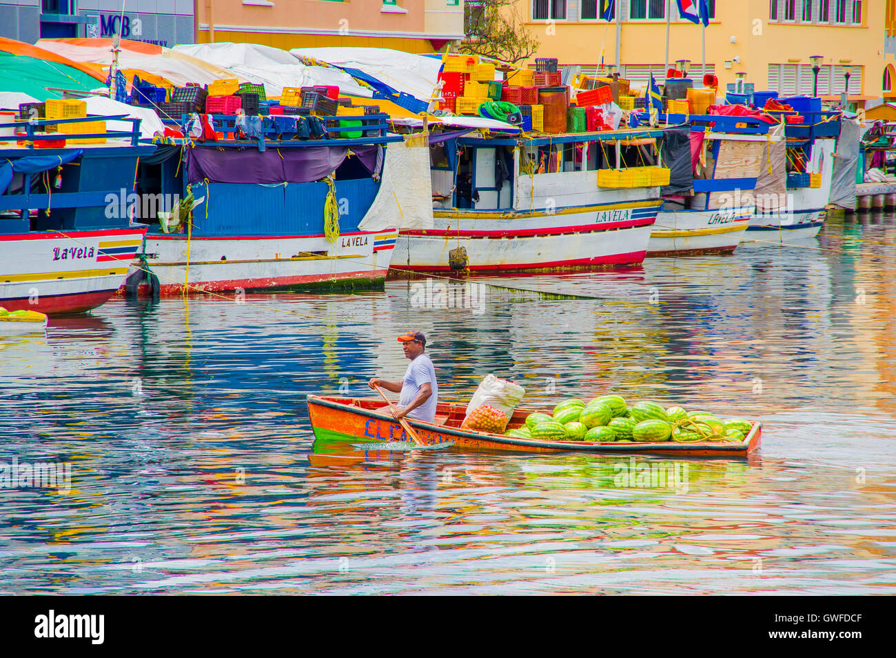 WILLEMSTAD, CURACAO NOVEMBER 2, 2015 floating fish market at
