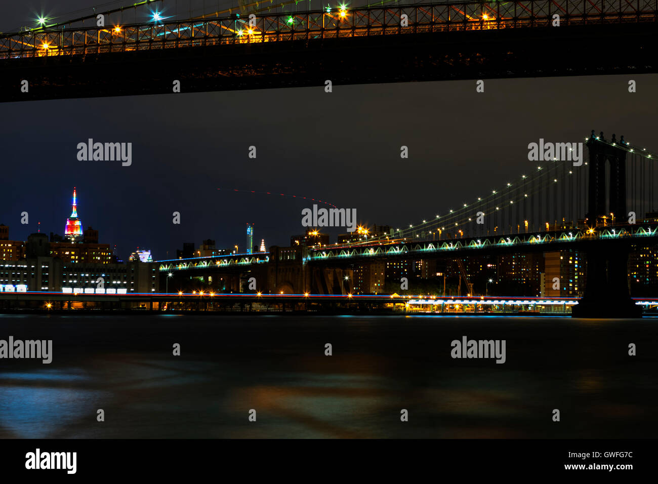 Bright lights of New York City at night Stock Photo - Alamy