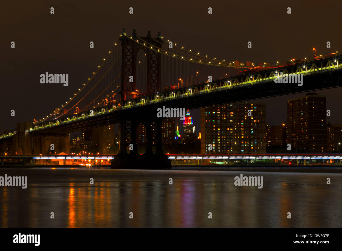 Bright lights of New York City at night Stock Photo - Alamy