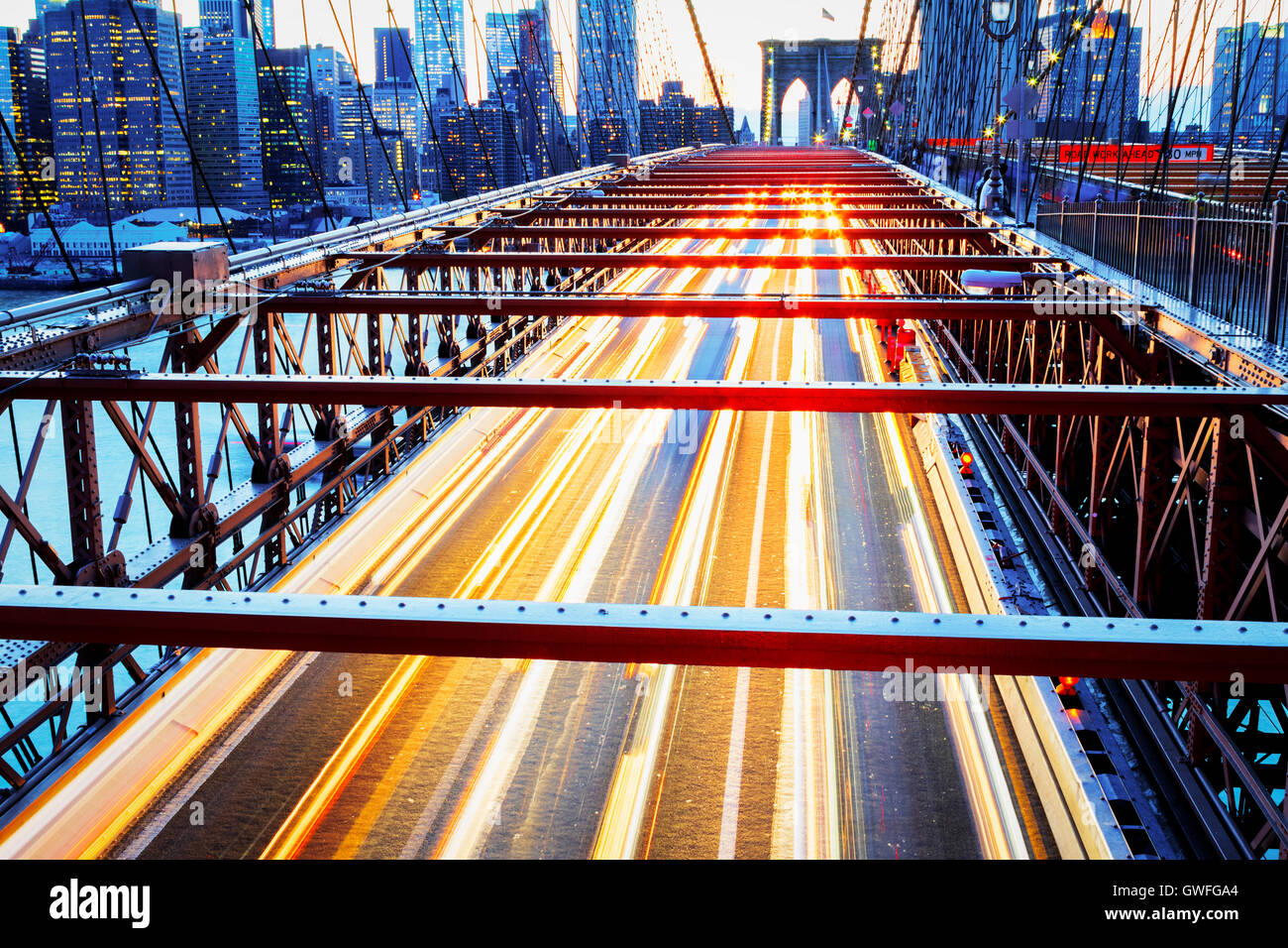 Bright lights of New York City at night Stock Photo - Alamy