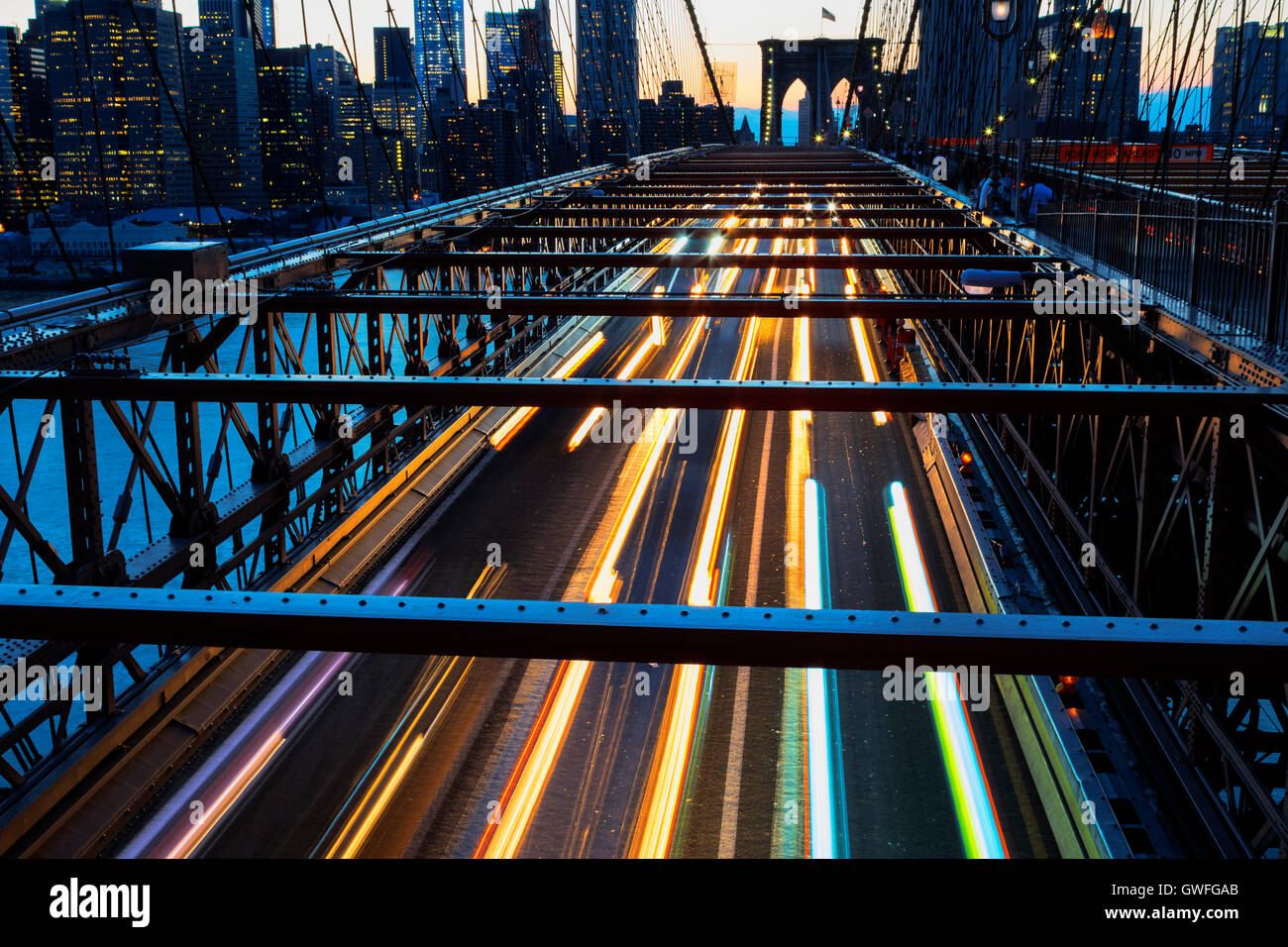 Bright lights of New York City at night Stock Photo - Alamy