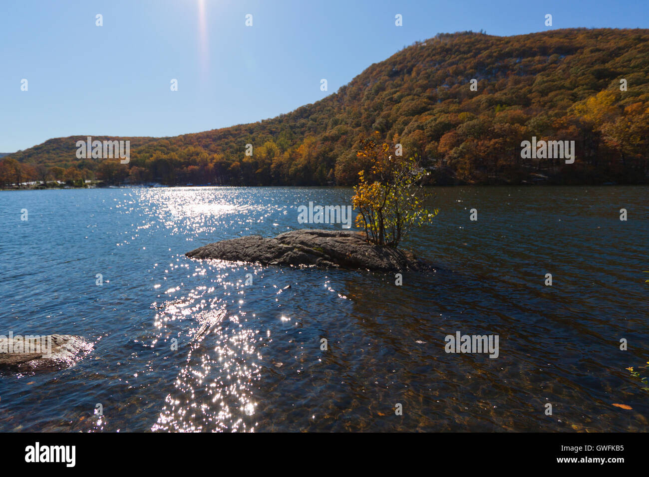 Beautiful fall colors by the forest lake Stock Photo - Alamy