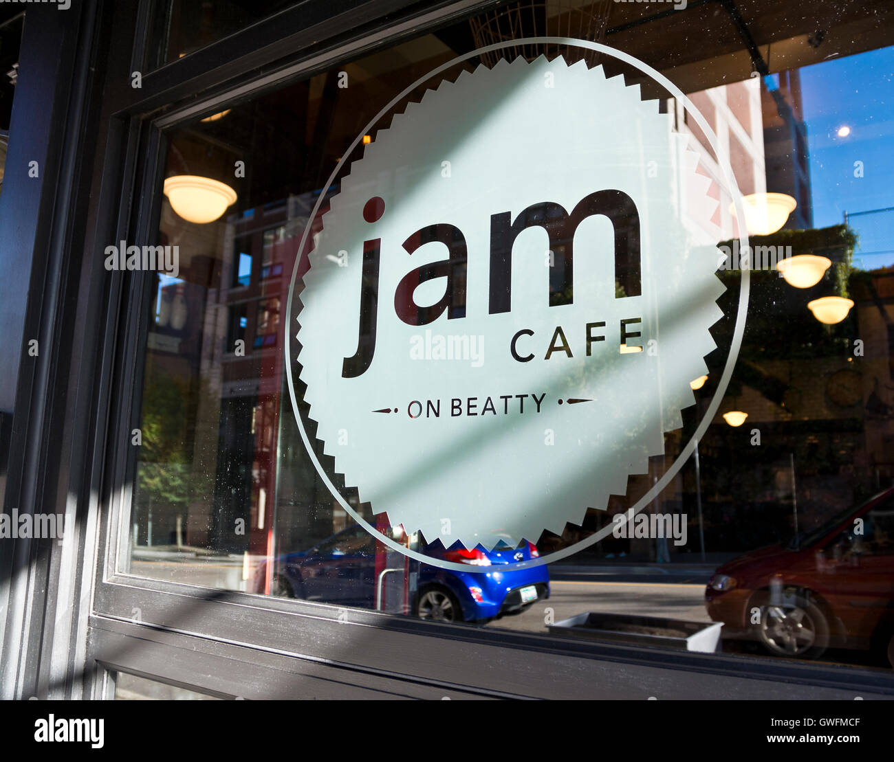 Front window sign of Jam Cafe in Vancouver, BC, Canada Stock Photo Alamy