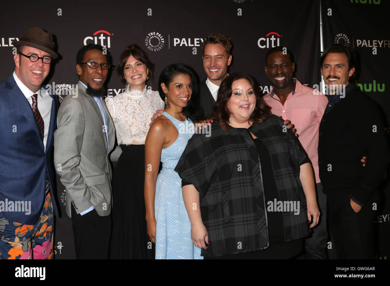 BEVERLY HILLS, CA - SEPTEMBER 13: Chris Sullivan, Ron Cephas Jones, Mandy Moore, Susan Kelechi Watson, Justin Hartley, Chrissy Metz, Sterling K. Brown, Milo Ventimiglia at the PaleyFest 2016 Fall TV Preview featuring NBC at the Paley Center For Media in Beverly Hills, California on September 13, 2016. Credit: David Edwards/MediaPunch Stock Photo
