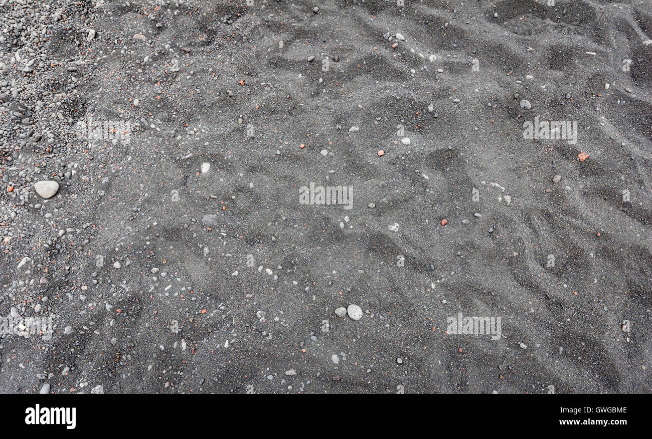 black vulcanic sand on lanzarote beach Stock Photo