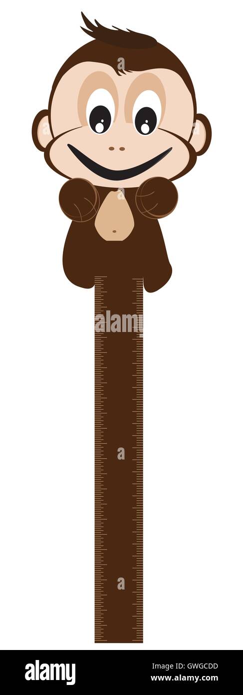 monkey, centimeter, education, equipment, illustration, inch, instrument, isolated, length, line, measure, measurement Stock Vector