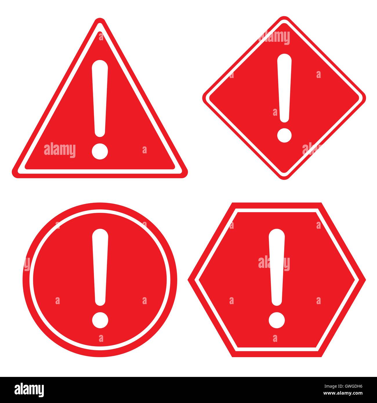 warning, sign, exclamation, pressure, mark, red, icon, hazard, error, point, attention, vector, triangle, symbol, isolated Stock Vector