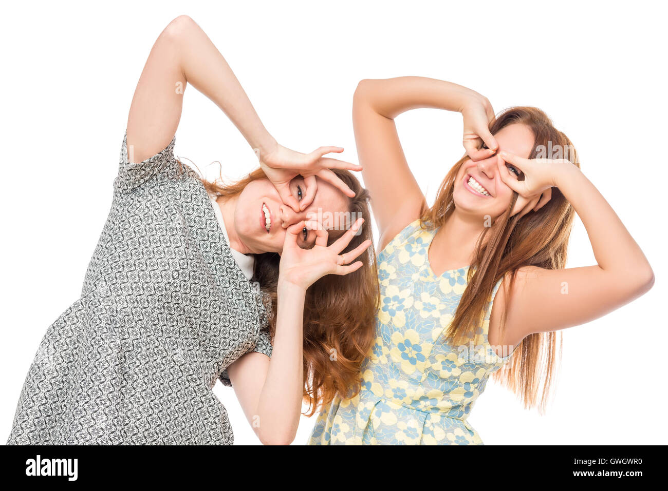 active cheerful girl posing on a white background Stock Photo - Alamy