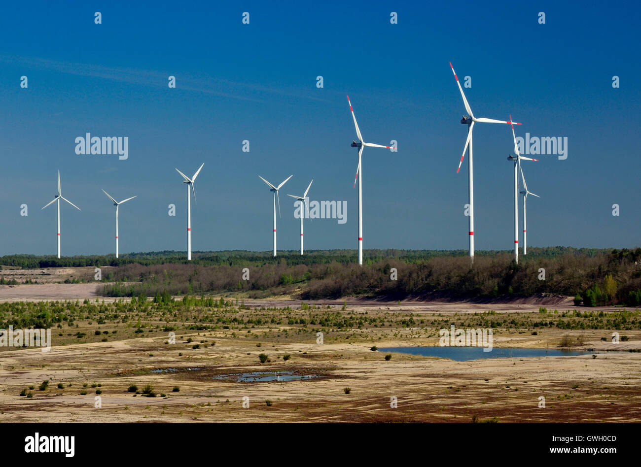 Niederlausitz, Windpark Kostebrau im ehemaligen Tagebau Klettwitz Stock Photo